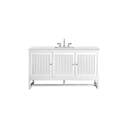 James Martin Vanities Athens 60in Single Vanity, Glossy White w/ 3 CM Ethereal Noctis Top E645-V60S-GW-3ENC